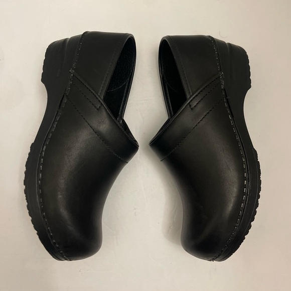 Sanita Black Leather Clogs - Picture 3 of 7